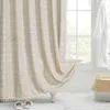 Shower Curtains Jacquard Linen Shower Curtain with Tassels Nordic Waterproof Thick Bath Curtains for Bathroom Bathtub Bathing Cover with Hooks 231025