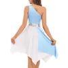 Stage Wear Femmes Louange Costume De Danse Lyrique Une Épaule Sans Manches Bloc De Couleur Moderne Salle De Bal Dancewear Ballet Gymnastique Justaucorps Robe