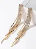 Charm Vintage Golden Color Bar Long Thread Tassel Drop Earrings for Women Glossy Arc Geometric Latest Fashion Jewelry Hanging 231025