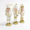 Christmas Decorations 3Pcs4Pcs Wooden Doll Decor Handmade WhiteGold Nutcrackers Solider Pendant Traditional Decoration 231026