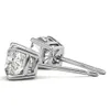 Cushion Cut Moissanite Solitaire in Basket Setting 925 Sterling Silver Stud 18k Gold