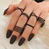 Cluster Rings UMKA Punk Finger Minimalist Smooth Black Geometric Metal For Women Girls Party Bijoux Femme Jewelry