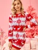 Women's Ugly Christmas Sweater Knitted Coat Polyester Fabric Round Neck Long -sleeved Christmas Snowflake Elk Pattern To Keep Heating and Breathable