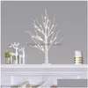 Décorations de Noël Bouleau éclairé pour la décoration intérieure Blanc Mini arbres artificiels de table à piles avec lumières Dro Dhgbn