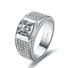 Solid 18K White Gold Ring 1CT Certified Moissanite Engagement Rings For Male Genuine Jewelry big size D Color VVS1