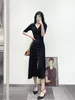 Maje v-neck solid color temperament slim knit dress