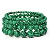 Strand Natuurlijke Groene Malachiet Steen Armband 4/6/8/10mm Handgemaakte Ronde Kralen Armbanden Paar energie Yoga Mannen Vrouwen Sieraden