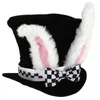 Chapeaux de fête Jour de Pâques Lapin Blanc Chapeau Haut-de-Forme Alice Wonderland Cosplay Lapin Bowler Hommes Femmes Mars Lièvre Costume Accessoire Topper Avec Oreilles 231026