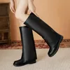 Stiefel 2023 Modemarke Cool Kniehoch Tolle Qualität Bequemes Gehen Vintage Schwarz Slip auf Damenschuhe Überhose für Damen 231026