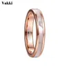 Anneaux de mariage VAKKI 4mm Bague en carbure de tungstène Femme Rose Gold Steel avec nacre Shell Comfort Fit Taille 5-101326Y