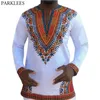 Męskie koszulki Hipster African Dashiki T-shirt 2021 Fashion Casual V Szyja Długie rękaw Tshirt Men Hip Hop Streetwear Tops TEE 216A