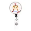 Cute Key Rings Nurse Crystal Rhinestone Medical Badge Reel Doctor ID Holder Retractable For Decoration259E