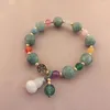 Strand rétro Simple émeraude Bracelets gland vert gourde Antique Bracelet femmes Jade Bracelets femme main chaîne perle