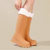 Bottes haute pluie femmes couleur unie imperméable anti-dérapant travail chaussures en caoutchouc longue goutte d'eau 231026