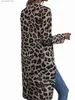 Camiseta feminina leopardo impresso blusas longas camisa irregular frente curta longa volta com decote em v manga longa topo para streetwear feminino 2020 t231027