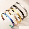 Bracciale moda 6mm sottile braccialetto in acciaio inossidabile 316L liscio anello aperto C braccialetto per donna uomo braccialetti braccialetti amanti gioielli goccia Dh2Cx