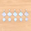 Pendant Necklaces Natural Opal Stone Square Water Drop Shape Dangle Charm Reiki Chakra Women Man Jewelry Gift Wholesale 5Pcs 10pcs TN3770