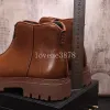 Botas cortas de piel de vaca para hombre, zapatos altos, botas cómodas de moda de estilo británico, botas de cuero con cremallera, primavera y otoño