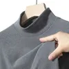 Män s t shirts 2023 vinter varm halv hög krage modet termiska underkläder män håliga nacken grundläggande t -shirt blus pullover långärmad topp 231026