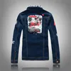 Sokotoo, chaqueta vaquera ajustada con diseño de parche de bandera inglesa para hombre, chaqueta vaquera con remaches, abrigo informal vaquero lavado en azul oscuro, prendas de vestir exteriores 201004242a