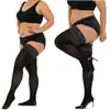 Calzini da donna Calze di grandi dimensioni Calza al ginocchio in pizzo Big Plus Coscia sexy Calza alta ultrasottile Collant trasparente antiscivolo