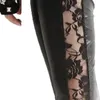 Leggings da donna Moda Donna Streetwear Vita alta Patchwork in pizzo Legging laterali Club Leggins corti rosa in ecopelle sexy