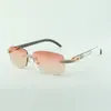 Direct sales double row diamond buffs sunglasses 3524026 with black mixed buffs horn legs designer glasses size: 56-18-140 mm