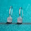 1ct/2ct Round Cut d Color Vvs Clarity Drop Pure 925 Silver Fine Gift Moissanite Dangle Hoop Baguette