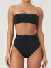 Kvinnors badkläder Summer Bandeau Bikinis Set Swimming for Bathing Suit Woman Baddräkter Hög midja Bikini 2023 Sexig Black Women Swimsuit
