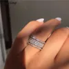 Vecalon Starlight Pierścień Obiec 925 Sterling Silver Five Olśniewające warstwy Diamond CZ Pierścienie weselne zaręczynowe