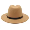 Breite Krempe Hüte Eimer Vintage Einfache Wolle Gürtel Männer Herbst Winter Unisex Casual Jazz Filz Hut Retro Klassische Kirche Flache Fedora für Frauen 231027