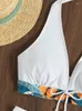 Damenbadebekleidung 2023 Halter Bikini Set Kurzer Badeanzug Frauen Hohe Taille Weibliche Gedruckte Badegäste Schwimmen Baden Badeanzug Beachwear