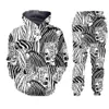 Herrspåriga LCFA Black White Zebra 3D Print Winter Jackets Suit Sports Button T-shirt Pants 2 Piece Outfits Tracksuit Me219b