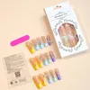 False Nails Candy Color French Long Ballet Nail Art Full Cover Fake Press On Artificial Tips Crystal Butterfly Decor