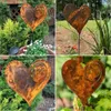 Garden Decorations Outdoor Rusty Metal Love Column Decoration Courtyard Lawn Art Wrought Iron Ornaments Retro Heart Gifts