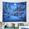 Tapestries Snowy Night Under The Moon Decor Psychedelic Tapestry Wall Hanging Indian Mandala Hippie Boho Cloth 210609 Drop Delivery Ho Dhzv5