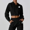 AL-0026 Högkvalitativ kvinnors fleece hoodiejacka med dragkedja hoodie tröja varumärke, höst och vinter bomull