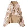 Scarves Plaid Patchwork Lady Winter Multifunction Doublelayer Tartan Blanket Scarf Wrap Shawl Warm Lazy 231026