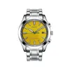 Montre de luxe automatique mécanique pour hommes en acier inoxydable boucle pliante cadran jaune homme montre-bracelet de sport montres de créateurs montres de loisirs d'affaires Montre de Luxe