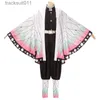 Costumes d'anime Anime Demon Slayer Kimetsu No Yaiba Cosplay Venez Kimono Kochou Shinobu Costume Uniformes Vient Perruque Enfant Adulte Cadeau de Fête L231027