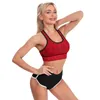 Completo da yoga Note musicali rosse Reggiseno sportivo con scollo a U da donna Stampa vintage Reggiseni crop sexy rinforzati con retro scollato Top da palestra per la danza