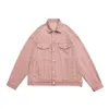 Baggy Uomo S Denim Oversize Streetwear Moda Haruku Cotone Giacca casual Autunno Rosa Bianco Verde Coppia vestiti