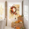 Decorative Flowers Fall Wreath Vibrant Harvest Mini Pumpkins Berries Ornamental Decor For Front Door Home Thanksgiving