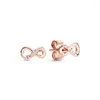 Hoop Earrings 925 Silver Rose Gold Plate Sparkling Infinity Stud Hook Family Eternal For Women Jewelry