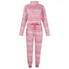 Accueil Vêtements Femmes Deux Pièces Pantalons Noël Hiver Chaud Pyjama Ensembles Neige Cerf Imprimer Manches Longues Col Roulé T-shirt Hauts Taille Haute Lâche Causal Home1MFO