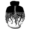 Customized Hoodies & Sweatshirts Black and white octopus whisker print Mens hooded sweater Fashion Casual