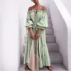 Robes de soirée Chic élégant pour les femmes 2023 coton Sexy Slash cou volants pansement longue vacances plage robe d'été