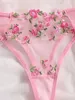 Sexy Set Woman Pieces Lingerie Floral Embroidery Underwear Transparent Lace Short Skin Care Kits Delicate Fairy