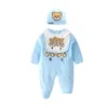Rompers 3 Pcs Set Hat Bib Jumpsuit Kids Designer Girls Boys Brand Letter Newborn Baby Clothes Toddler Drop Delivery Maternity Clothing Dhobl