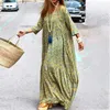 Casual Dresses Spring Autumn Bohemian Dress for Women Y2K ins kläder Långärm V Neck Loose Boho Print semester